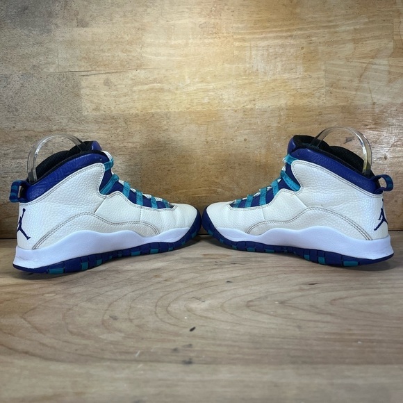 Air Jordan 10 Retro Charlotte Hornets Womens Size 6 (4.5Y) Shoes White Blue - Picture 5 of 8